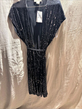 Michael Kors Sequin Maxi Dress Black 1X NWT